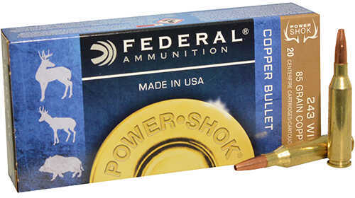 Federal 243 Winchester 85Gr Copper HP Lead Free Ammo, 20Rd