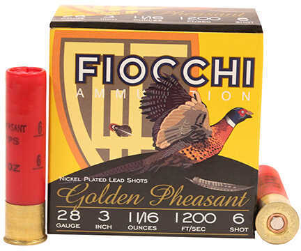 Fiocchi 28 Gauge Pheasant 3 Inch One Sixteenth Ounce 6 Shot