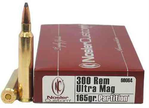Nosler 300 Remington Ultra Magnum 165 Grain Partition Ammo, 20 Rounds
