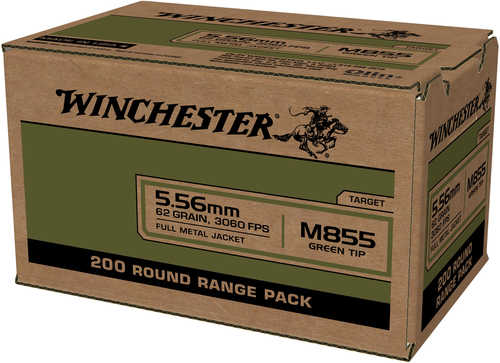 Winchester M855 5.56 NATO 62gr Green Tip FMJ Ammo 200 Rounds