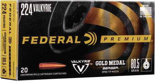 Federal Gold Medal 224 Valkyrie 80.5Gr Target Ammo 20Rd