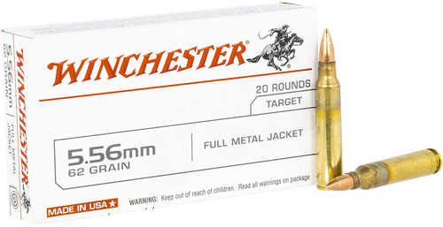 Winchester 5.56mm NATO 62 Grain FMJ Ammo 20 Rounds