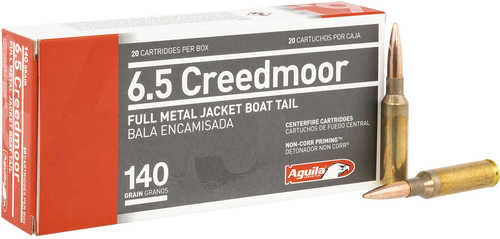 Aguila 6.5 Creedmoor 140gr FMJ Boat-Tail Ammo, 20 Pack