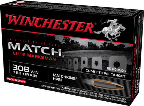 Winchester Match Elite 308 169Gr HPBT Ammo 20 Round Box