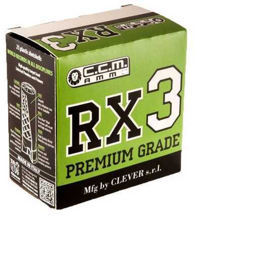 A 25-round box of Clever Rx 3 Premium Grade 12 Ga 2 3/4 1 oz #8 ammo features a green and black design with a tower graphic and extra info on the side.