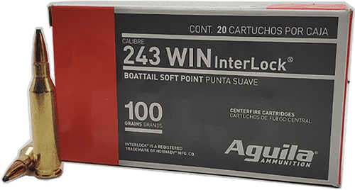 Aguila 243 Win 100gr InterLock Boat Tail Soft Point 20rd