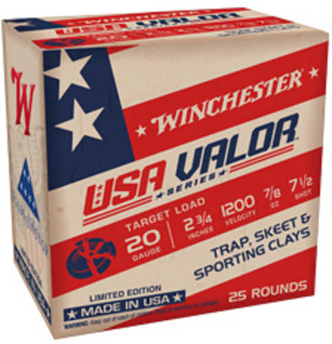 Winchester USA Valor 20 Gauge 2.75 Inch Shot 7.5 25 Rounds