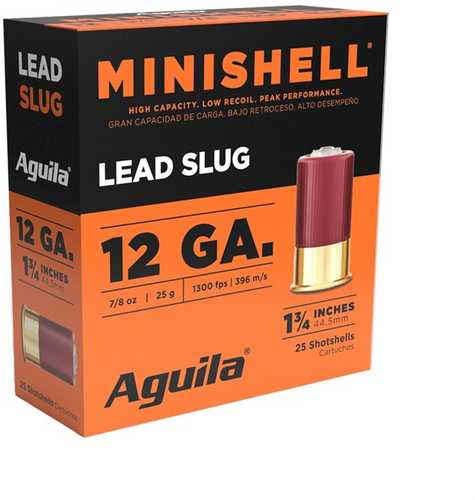 Minishell 12 Gauge Slug 1 3 4 Inch Eighth Ounce 25 Round Box