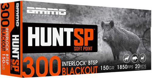 Ammo Inc Hunt 300 Blackout 150 Grain Soft Point 20 Round