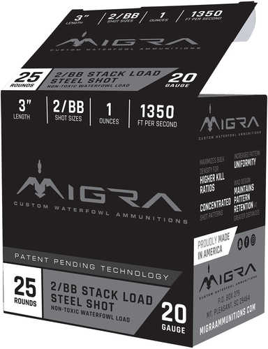 Migra Combinational 20 Gauge 3 Inch 1 Oz Ammo 25 Round Box