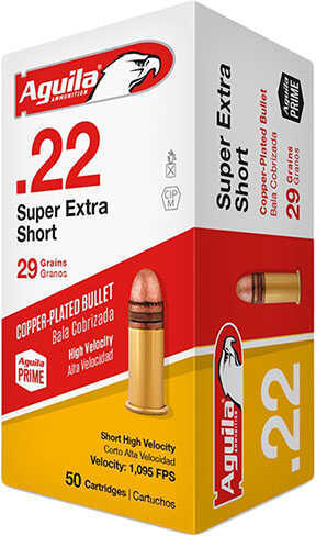 Aguila 22 Short 50 Rounds Ammunition - High Velocity 29 Grain Soft Point