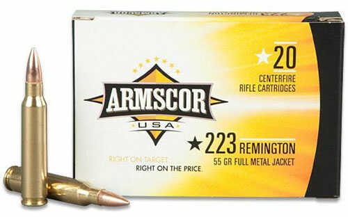 Armscor 223 Remington 55 Grain FMJ Ammunition, 20 Rounds