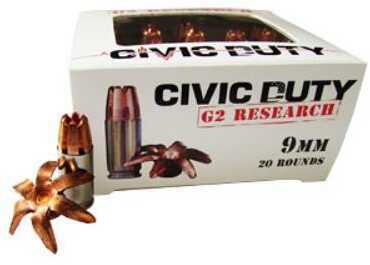 G2 Research Civic Duty 9mm Ammunition – 94 Grain Hollow Point For Maximum Energy Transfer