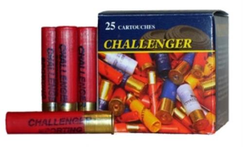 A box of Challenger Ammo 410 Gauge 250 Rounds is shown, with several red and gold #9 lead target load shells displayed in front of the box.