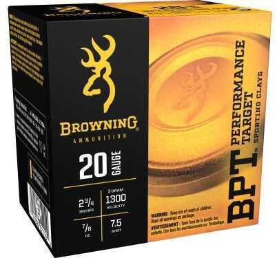 Browning 20 Gauge Ammunition 2 3/4 Inch 7.5 Shot 25 Rounds