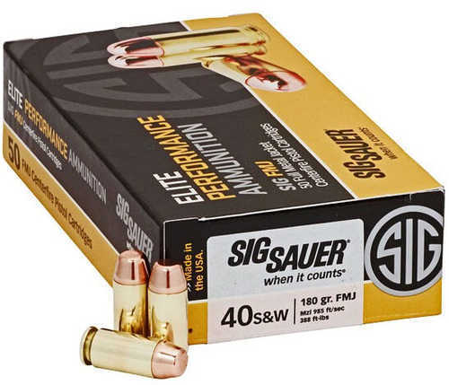 Sig Sauer Elite Performance 40 S&W 180 Grain – Reliable Full Metal Jacket Ammunition