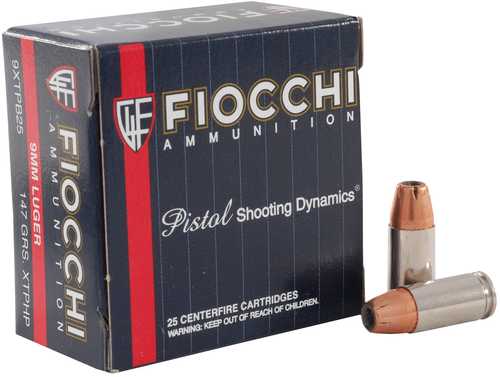 Fiocchi 9mm Luger 25 Rounds Ammunition – Premium 147 Grain Hollow Point