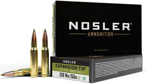 Nosler 308 Winchester 150 Grain E-TIP Ammunition, 20 Rounds