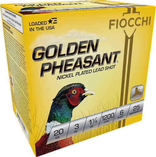 Fiocchi 20 Gauge 3 Inch One Quarter Oz Nickel Shot 25 Rounds