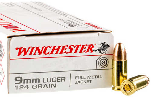 Winchester USA Pistol Ammo 9mm Luger 124 Gr FMJ – High Performance 1000 Round Case