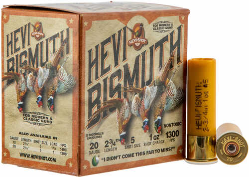 Hevi Bismuth Upland 20 Gauge 2.75in 1oz 5 Shot 25 Rounds