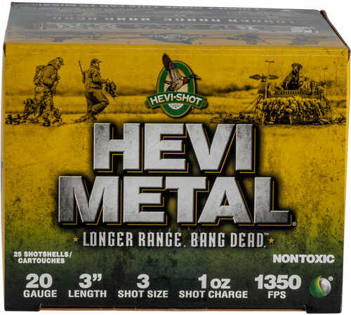 Hevi Metal 20 Gauge 3 In 1 Oz Hevi Shot 25 Rounds Pack