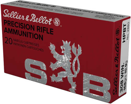 Sellier Bellot 308 Win 168Gr Boat Tail Hollow Point 20 Rd
