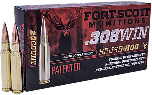 Fort Scott Munitions 308 Winchester 168 Grain Solid Copper Ammo, 20 Rounds