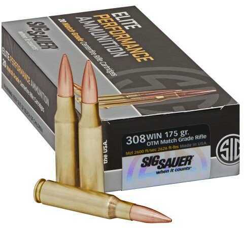 Sig Sauer 308 Winchester 175 Grain Match Ammo, 20 Rounds
