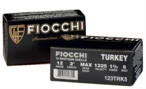 Two black Fiocchi Ammo 12 Gauge Turkey boxes labeled Fiocchi 12 Gauge 3in 1 3/4oz Nickel Plated Lead Shot Four, featuring gold and white text—premium hunting loads.