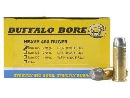 Buffalo Bore 480 Ruger 370 Grain Lead Flat Nose – Reduced Recoil Field Load