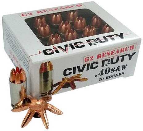 G2 Research Civic Duty 40 S&W – Expanding Solid Copper Ammunition
