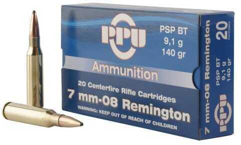 7mm-08 Remington Prvi Partizan 140gr Soft Point Ammo 20rd