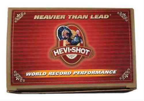 A red and brown box of Hevi-Shot - Environ Metal 12 Gauge 3 2 oz #MAG BLEND (5 rounds) features a turkey image, Magnum Blend and Heavier Than Lead at the top, and highlights World Record Performance with Pattern Density tech below.