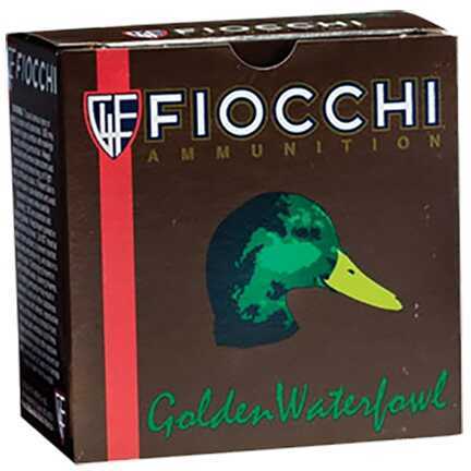 A box of Fiocchi Ammo 12 Gauge 3 1 1/4 oz Steel #4 shotshells features bold Fiocchi branding and a green duck head image on a brown background.