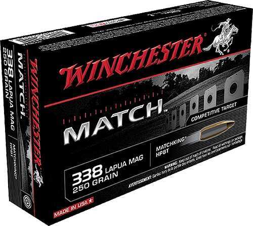 Winchester 338 Lapua 250 Gr Boat Tail Hollow Point Ammo 20Rd