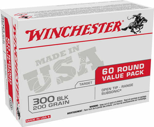 Winchester USA 300 AAC Blackout 200gr FMJ Ammo 60 Rounds