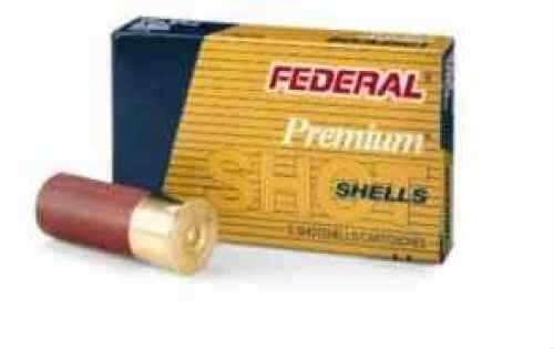 A box of Federal 12 Gauge 5 Rounds Ammunition is shown with one red and gold #00 Buck shot shell in front, displayed against a white background.