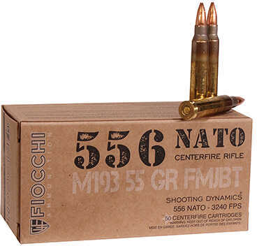 Fiocchi 5.56mm NATO 55 Grain FMJ BT Tactical Ammo 50 Rounds