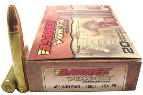 Barnes 458 Winchester Magnum 450gr TSX-FB Ammo 20 Rounds