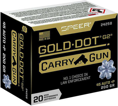 Speer Gold Dot Carry Gun 45 ACP Plus P 200 Gr Hollow Point Ammo – Superior Stopping Power
