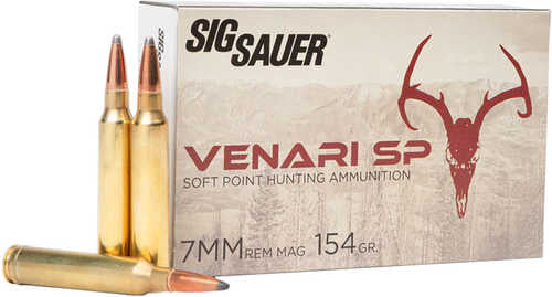 Sig Sauer Venari 7mm Rem Mag 154gr Soft Point Ammo, 20 Rounds