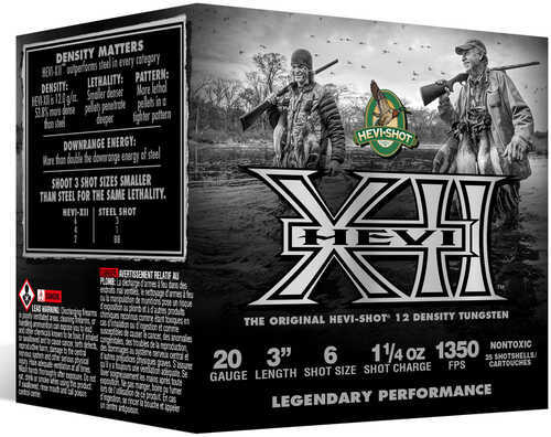 HEVI Shot Xii 12 20ga 3in One Quarter Oz Size Six 25 Rounds