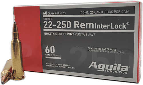 Aguila 22-250 Remington 60 Grain InterLock Soft Point 20 Rounds