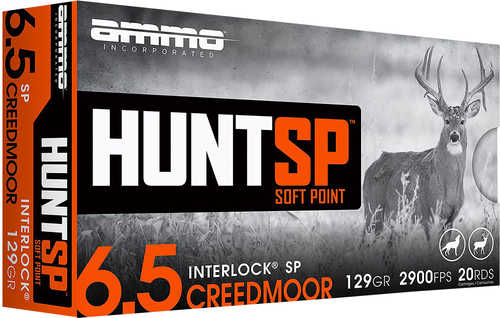 Ammo Inc Hunt 6.5 Creedmoor 129 Grain Soft Point 20 Round