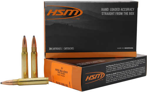 HSM 8mm Mauser 195 Grain Soft Point Ammunition 20 Per Box