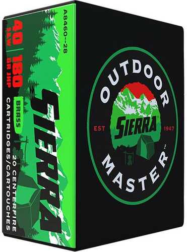 Sierra Outdoor Master 40 SW – Premium 180 Grain Jacketed Hollow Point Ammunition