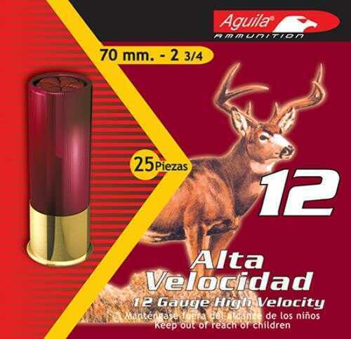 A box of Aguila 12 Gauge 2 3/4 #9 lead shot ammo, featuring a red shell, deer graphic, and labeled as 250 rounds, 1 1/4 oz.