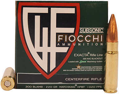 Fiocchi 300 AAC Blackout 220 Grain HPBT Ammo, 25 Rounds