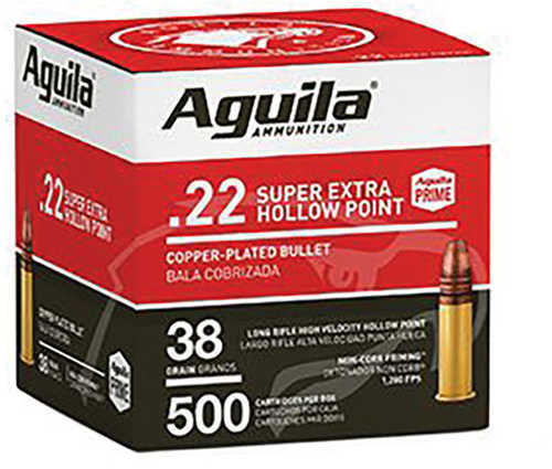 Aguila 22 Long Rifle 500 Rounds Ammunition - High Velocity Copper-Plated Hollow Point Accuracy